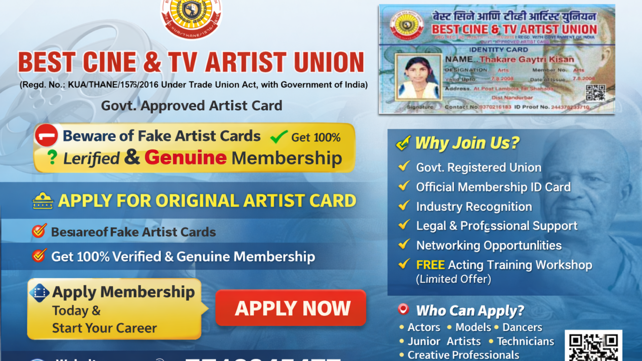 Artist Card Apply Online in India – Film & TV Artist Union Membership Guide